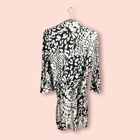 Diane von Furstenberg Celeste Leopard Print Wraparound Romper Black & White - Picture 4 of 7